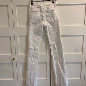 O2 Denim, white high waisted boot cut flare jeans with panels, size 25